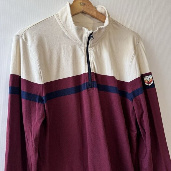 Marine Layer x Lost & Found Men’s Quarter Zip Striped Color Block Sweater M - Picture 3 of 16